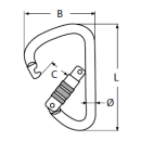 Karabiner ALU schwarz 12x116 mit Sicherungsmutter asymetrisch