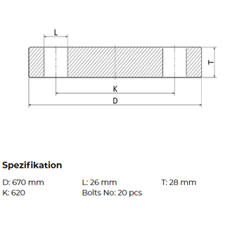 Edelstahl Blindflansch EN1092-5 DN500 PN10  V2A  volles Blatt