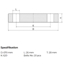 Edelstahl Blindflansch EN1092-5 DN500 PN10  V2A  volles...