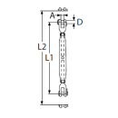 Wantenspanner Gabel/ Gabel gedreht M8  1.4404