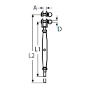 Wantenspanner Gabel- Terminal M5, Seil 2,5mm  V4A