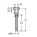 Gabel mit Rechtsgewinde M10 inkl. Kontramutter  V4A