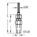 Montagegewindeterminal für Seil 4mm  M8  1.4404
