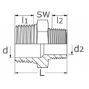 Reduzierdoppelnippel R-209  6/4" auf 5/4"  1.4404  PN64