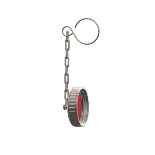 Weingewinde Blindmutter mit Kette 5/4"  1.4301  mit lebensmittelechter Dichtung  kleine Öse