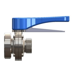 Scheibenventil DN50 Kg/m auf 5/4" öst. Weingewinde AG   1.4301