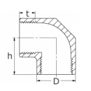 Bogen 90° R-222 Innengewinde/ Innengewinde 3/8"  PN100  1.4404