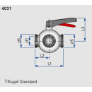 KIESELMANN 3- Wege Kugelventil DN25 G-G-G T- Form...