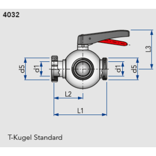 KIESELMANN 3- Wege Kugelventil DN25 K/M-G-G handbetätigt T- Form  1.4404
