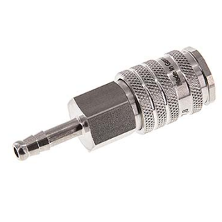 Edelstahl Schnellkupplung 7,4mm mit Schlauchtülle 6mm  1.4305