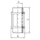 Schaulaterne mit Whitworth Rohrgewinde Anschlüssen (Innengewinde) 1" V2A  VITON