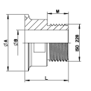 Clamp Anschluss mit Außengewinde  ISO  2852  Clamp  1"  50,5mm  G 3/4"  1.4404