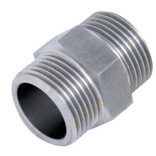 Sechskantdoppelnippel 2 1/2" Gewinde ISO 228 (zylindrisch)  1.4404