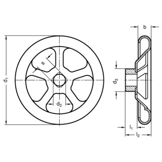 Edelstahl- Handrad   Durchmesser 160mm, Bohrung 12H9