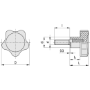 Sterngriffschraube Thermoplast mit INOX Schraubeneinsatz M6x16