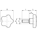 Sterngriffschraube Duroplast mit INOX Schraubeneinsatz M6x16