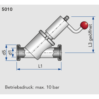 Vollstrom Schrägsitzventil G-G DN25 handbetätigt  1.4301