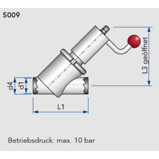 Vollstrom Schrägsitzventil S-S DN40 handbetätigt  1.4301