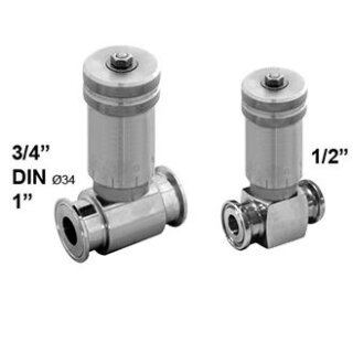 Nadelventil mit Clamp Anschlüssen und Gradeinteilung DIN DN10 (Clamp 34,0mm)  1.4404