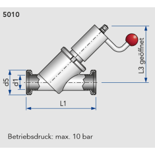 Vollstrom Schrägsitzventil G-G DN40 handbetätigt  1.4301