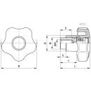 Sicherheitssterngriff dm 40mm M6  INOX