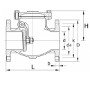 Rückschlagklappe DN15 mit Flanschanschluss  1.4404 PTFE