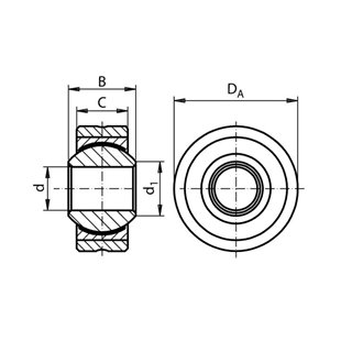 Gelenklager Edelstahl DIN ISO 12240-1-H Reihe SD  für Bohrung 12mm