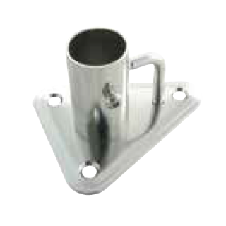 Relingfuß gerade Dreieck für Rohr 25mm 75x87  1.4404