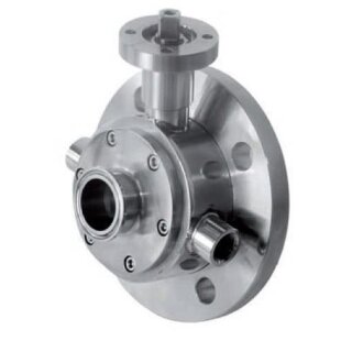 Tankventil mit Heizmantel Clamp 120-6" mit Flansch DN200 ISO- TOP F10-22 PN16  1.4404